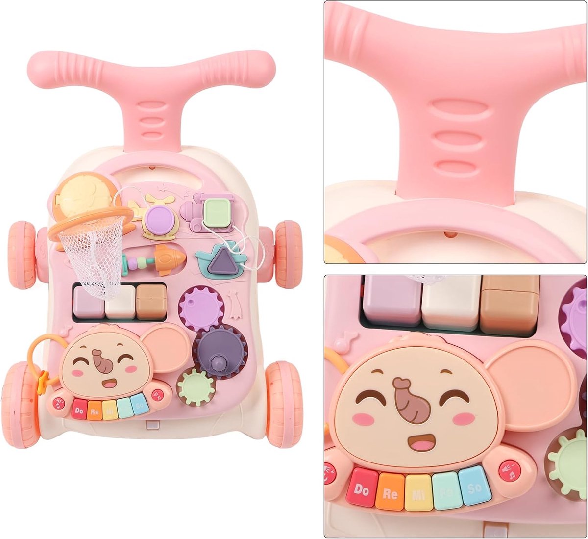 Baby Leerstoeltje - Loopstoel Kinderen - Leren Lopen - Veilige Driehoekige Basis - 46 x 34 x 14 cm - Roze – foto 8