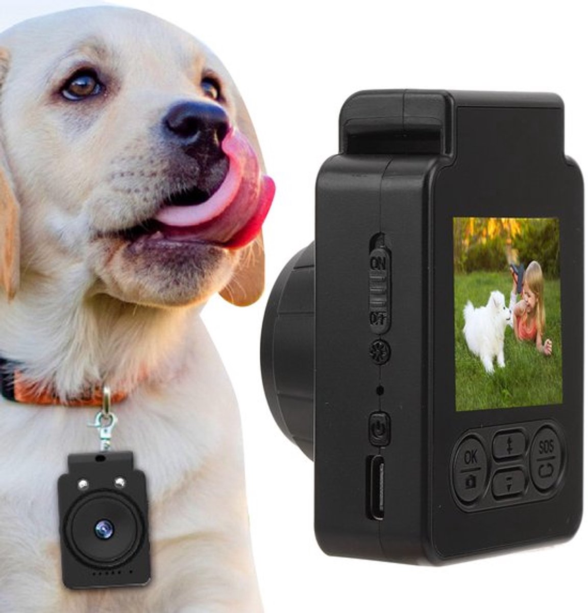 Actiecamera 2K 1080P, Helder opnemen met 180 minuten batterijduur en 1,5 inch scherm, Stijlvol ontwerp voor autosleutelhanger, huisdiercamera, multifunctioneel draagbaar met