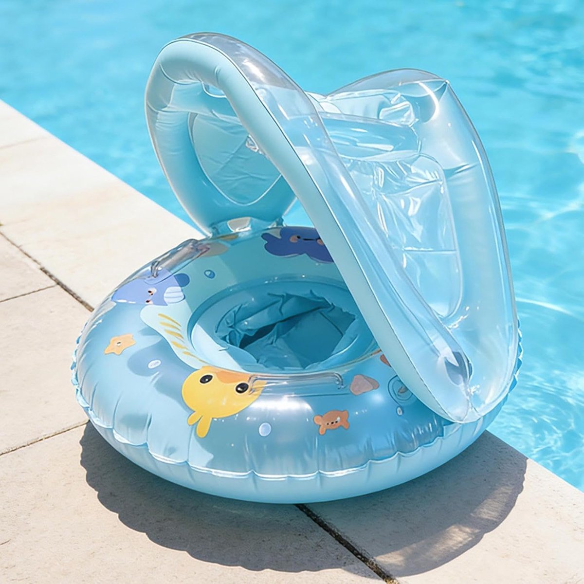 Opblaasbare Zwemband - Zwemring Vlotter - Waterspeelplezier - Met Zonnedak - 30 x 25 x 2 cm - Meerkleurig – foto 6