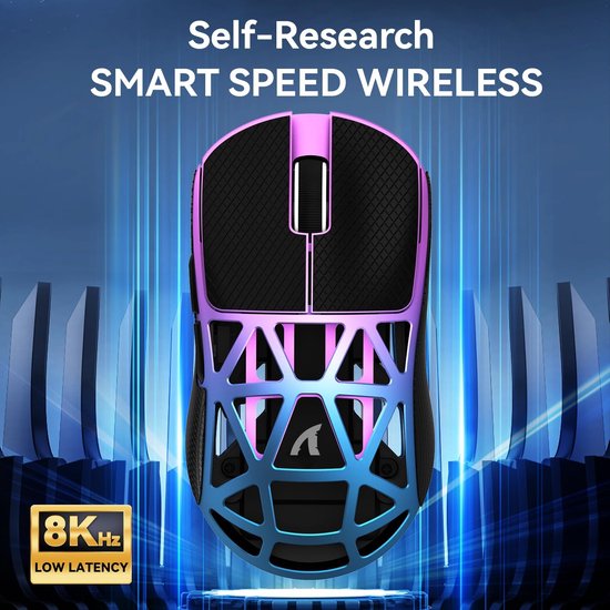 Draadloze Gaming Muis - Lichtgewicht Muis - PC Gaming - 8000Hz Draadloze Technologie - 48g - Paars — afbeelding 2