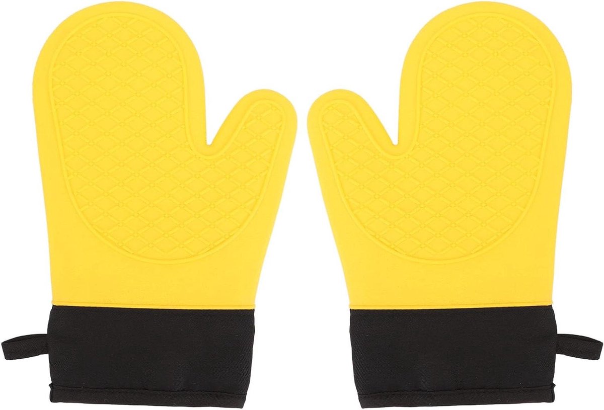 Ovenwanten Set - Keukenhandschoenen - Hete Objecten Hanteren - Waterbestendig Hittebestendig - 2 Stuks 27.5cm - Zwart