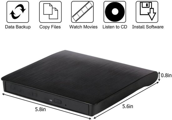 Externe DVD Brander - CD Writer - Films Kijken - Snelle USB 3.0 - Draagbaar Slim - Zwart — afbeelding 5