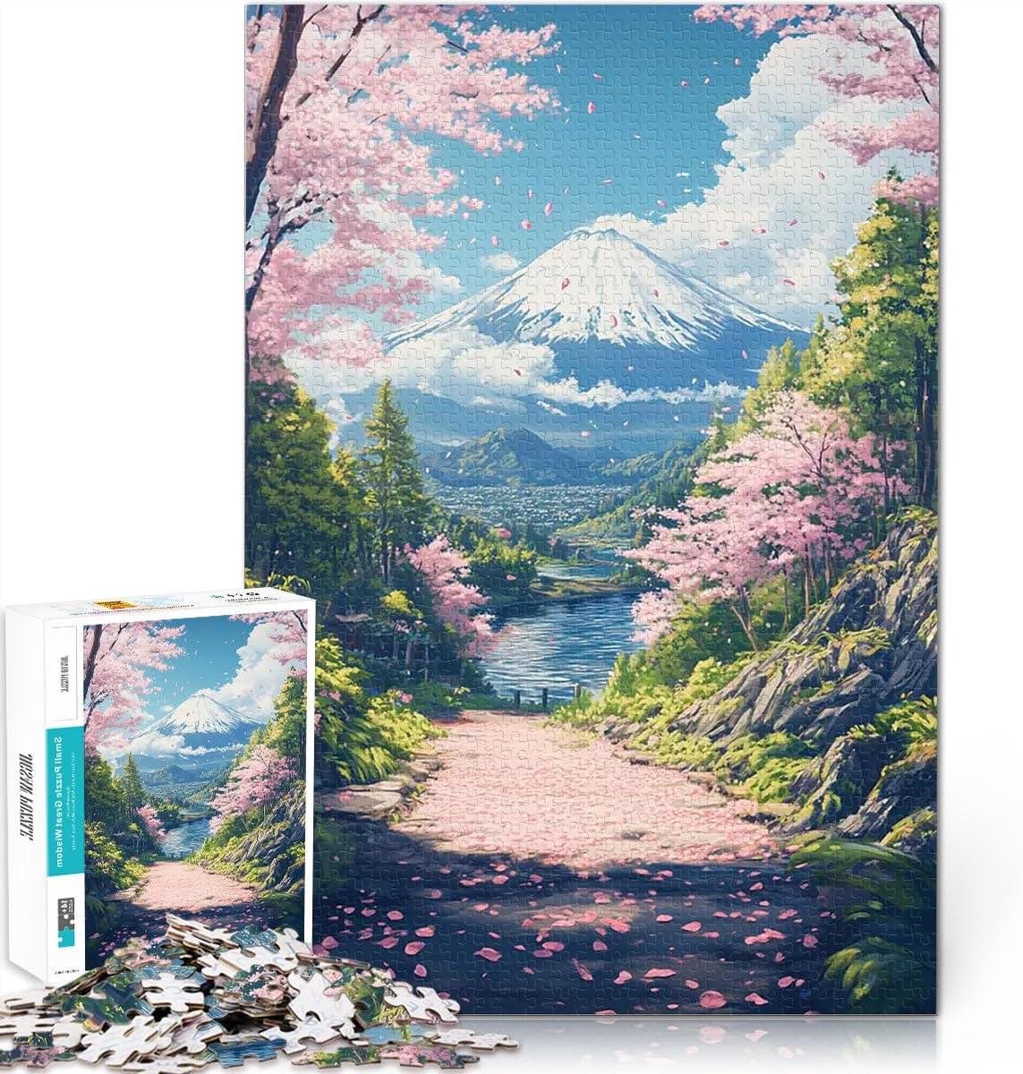 Mount Fuji Puzzel - Legpuzzel 1000 - Familieplezier - Mini fragment design - 38 x 26 cm - Lentelandschap