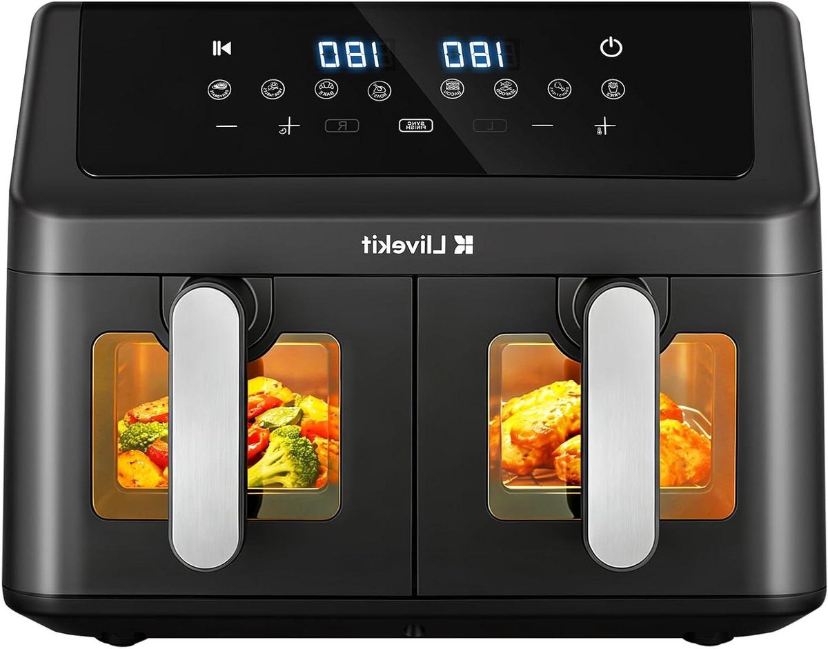 Heteluchtfriteuse - Airfryer XXL - Gezond Koken - Dubbele Zone - 9 Liter - Zwart