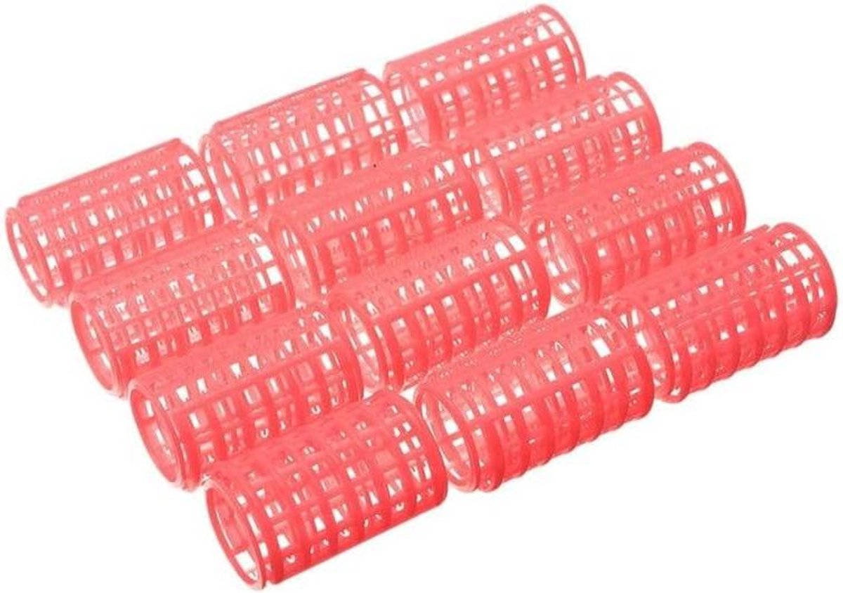 Haarrollers Set - Krulspelden Krultang - Haar Styling - Zonder Hitte - 12 Stuks - Roze