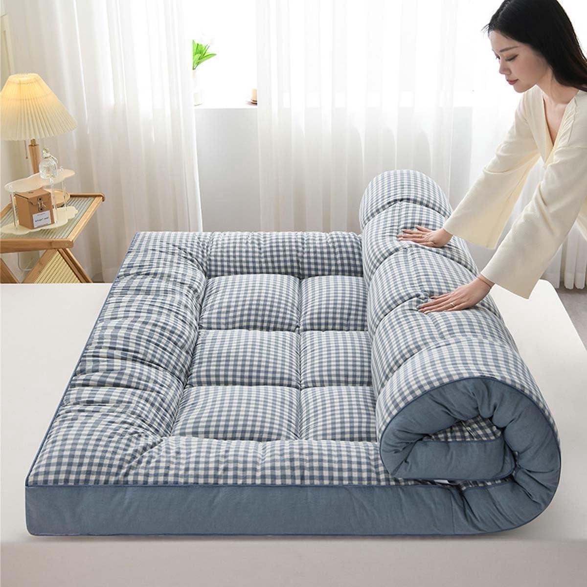 Japanse futonmatras - Logeerbed oprolbaar - Comfortabel slapen - Extra zacht ontwerp - 200 x 220 cm - Blauw