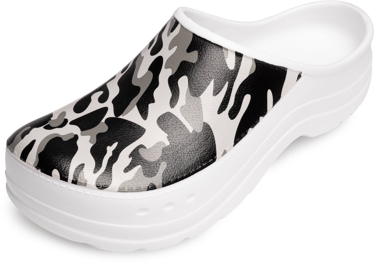 Tuinklompen voor dames ultralicht EVA tuinschoenen LA-CA-ComoHappyWoman - wit/camouflagepatroon, maat 41