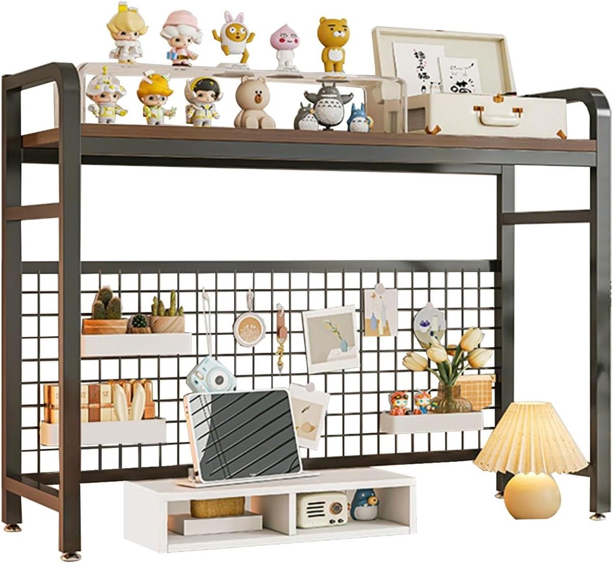 Bureau Organizer - Bureauplank - Werkplek Organiseren - Stevig Metalen Frame - 75 cm - Walnoot Kleur