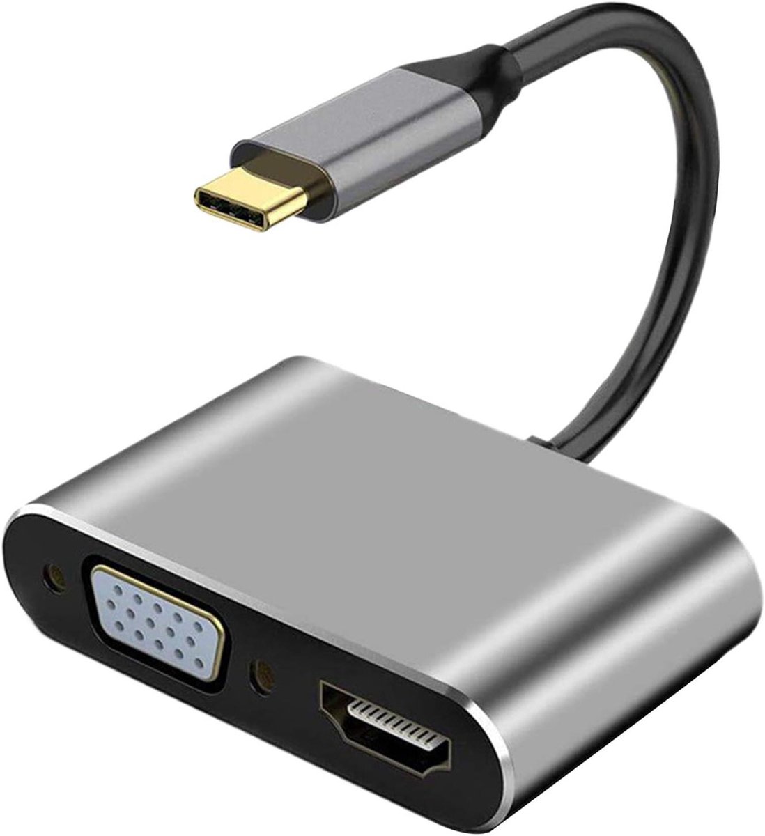 USB C Adapter - Type-C Hub - Video Uitvoer - 4-in-1 Poort - 4K Resolutie - Grijs