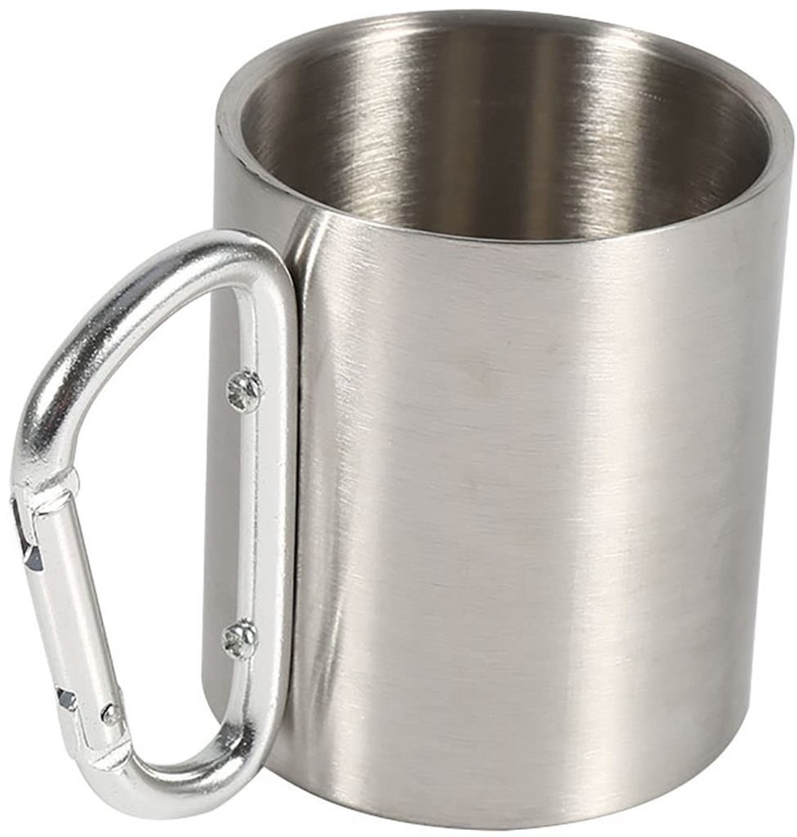Dailygoods- Mok Draagbaar 220 ml - Roestvrij Staal - Karabijnhaak - Campingmok - Wandelen - Lichtgewicht 85g - Beker