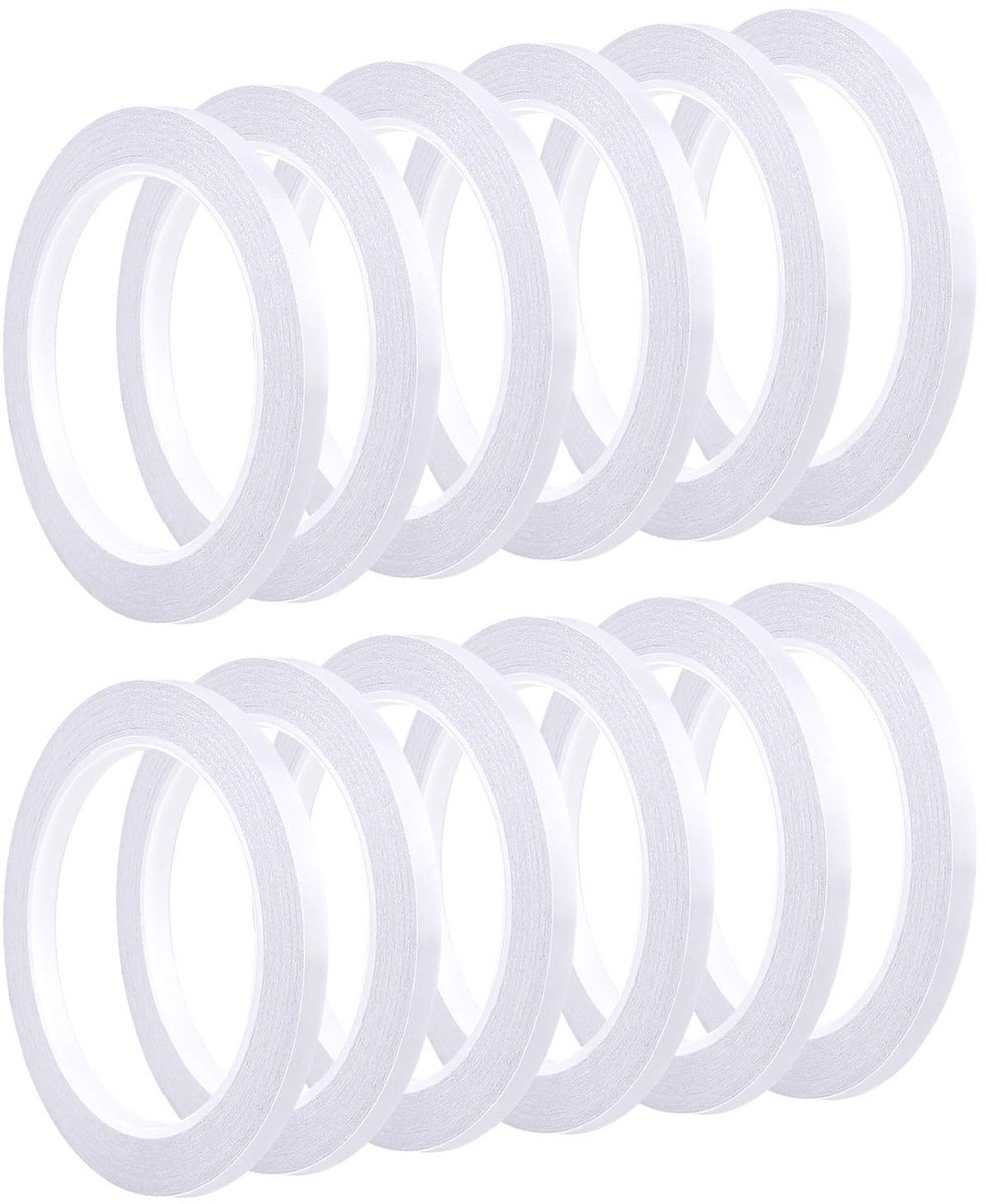 Dailygoods- Dubbelzijdig Plakband Set van 12 Rollen - 6mm x 20 Meter - Sterk Plakband - Ambachtelijke Tape - Voor Naaien/Knutselen - Geschikt voor DIY Projecten
