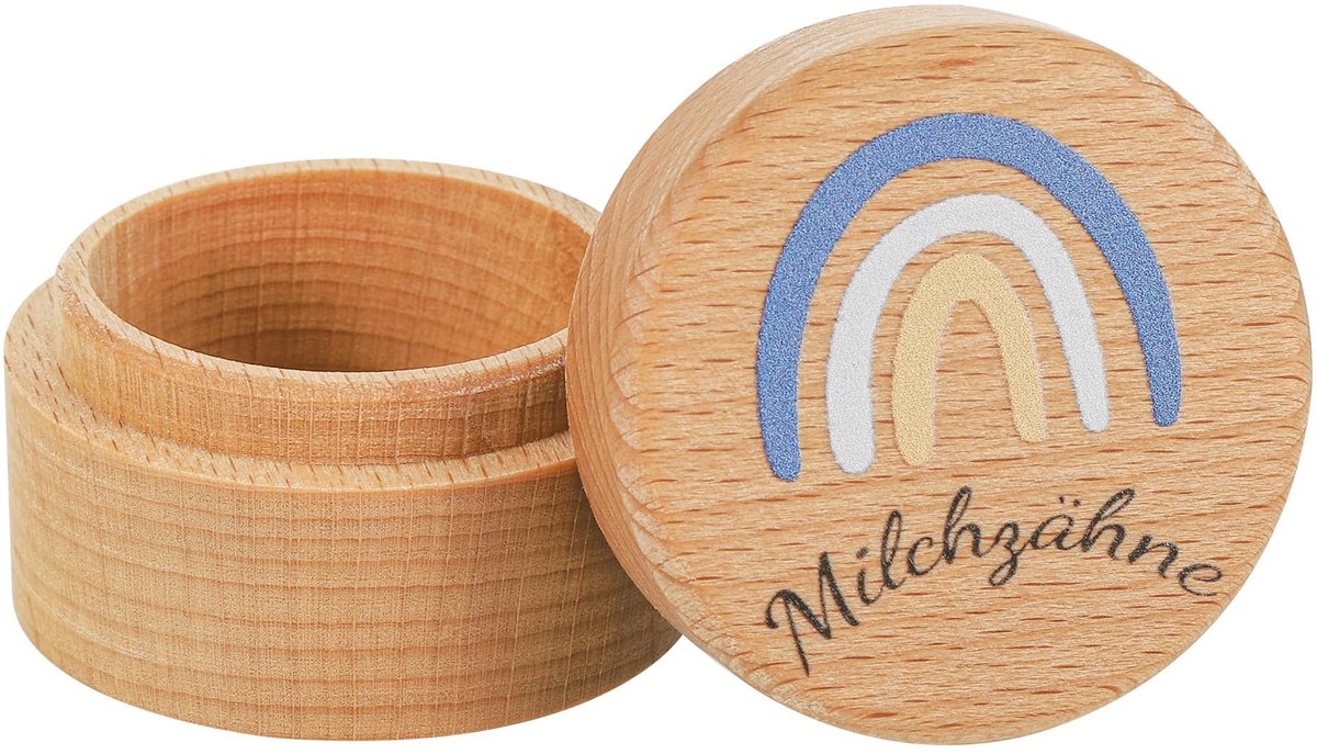 Dailygoods- Tandenbox Houten - Tandenbox voor Kinderen - Verjaardagscadeau - Unieke Bewaarbox - Groeiaantekeningen - Blauw 3.5 x 5 cm - Geboortebox
