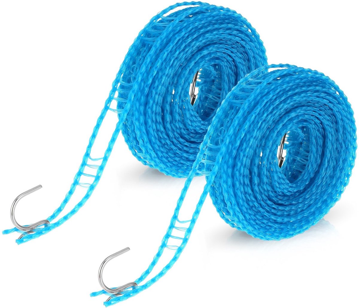 Dailygoods- Waslijn Winddicht 5 Meter - Draagbare Reiswaslijn - Antislip - Roestvrij Staal - Verstelbare Lengte - Eenvoudig te Installeren - Waslijnhouder