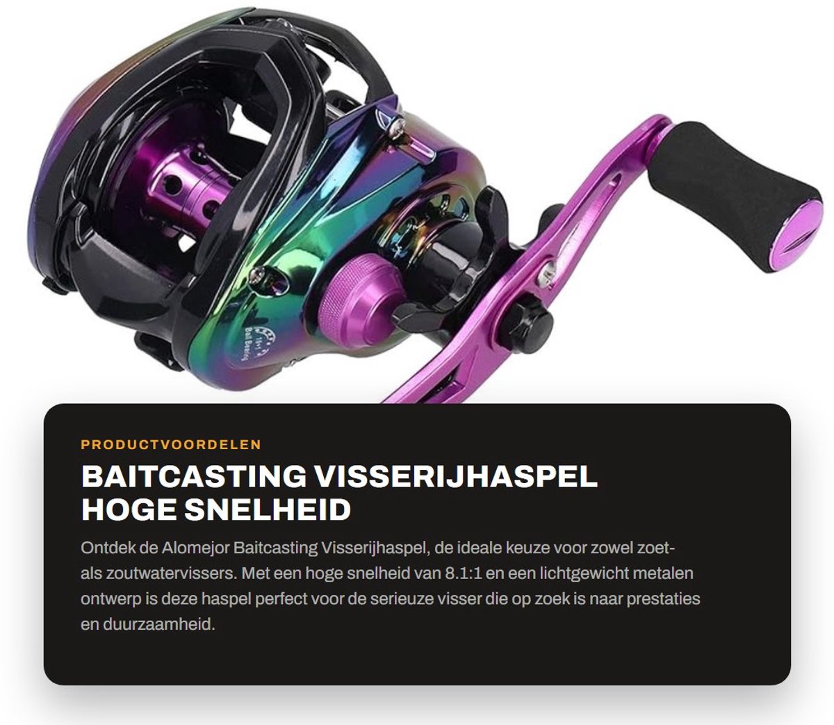 Dailygoods- Visserijhaspel Hoge Snelheid 8.1:1 - Casting Vissen Wiel - Lichtgewicht Metaal - Roestvrijstalen Lagere - 12-speed Magnetische Rem - Spoelcapaciteit 0,26mm/140m - Casting Reel