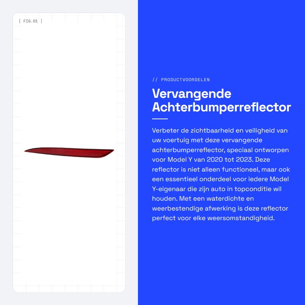 Dailygoods- Achterbumperreflector Vervanging Model Y 2020-2023 - Waterdicht - Weerbestendig - Krasbestendig - Rode Markeringslichten - Verbeterde Rijveiligheid - Reflectorlicht