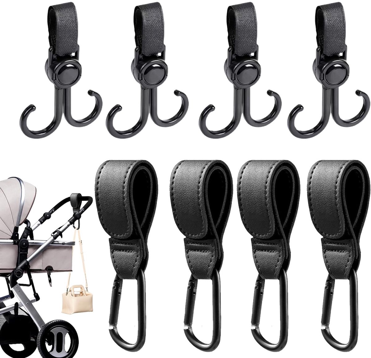 Dailygoods - Set van 8 Universele Buggyclips voor Kinderwagens