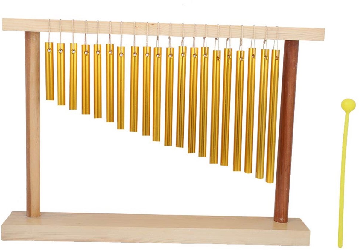 Dailygoods- Windorgel 20-Tonen - Tafelblad Klokkenspel - Slaginstrument - Meditatie/Yoga - Massief Hout/Metaal - Inclusief Hamer