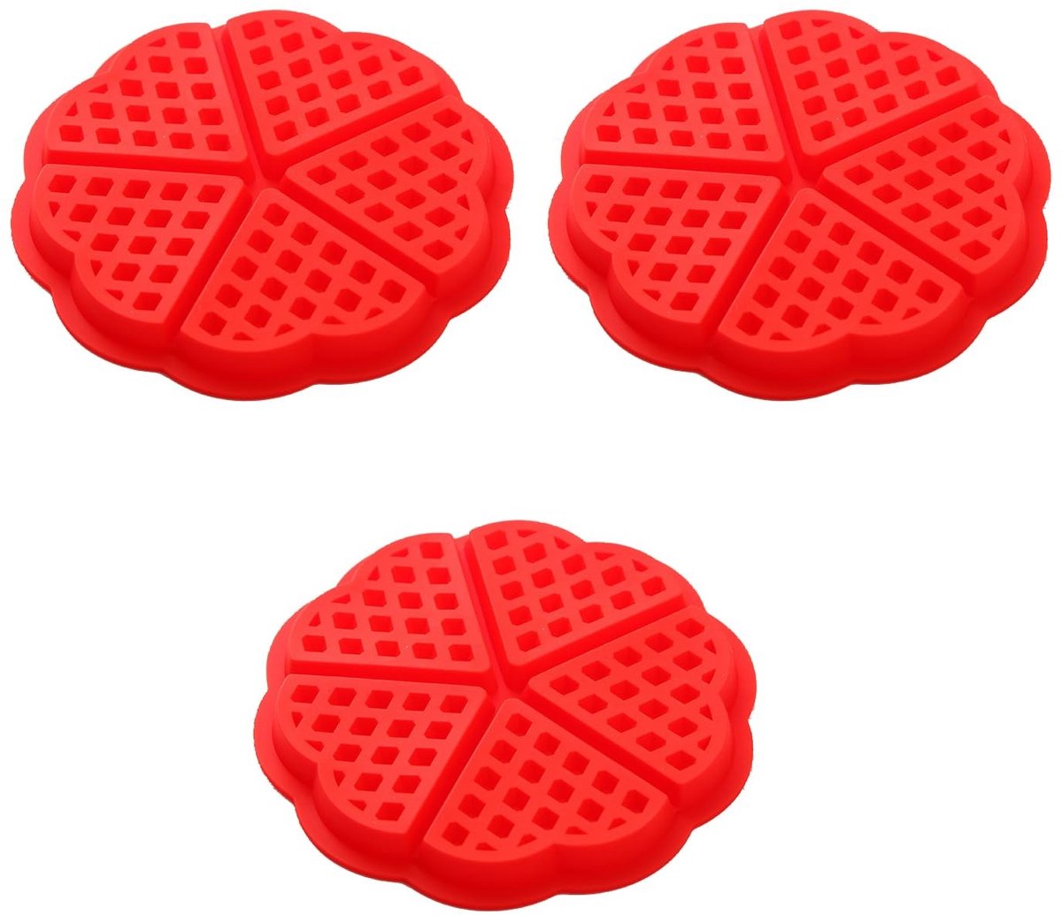 Dailygoods- Wafelbakvorm 3 stuks - Siliconen Bakvorm - Hartvormig - Flexibel - Antistick - Geschikt voor Oven/Magnetron