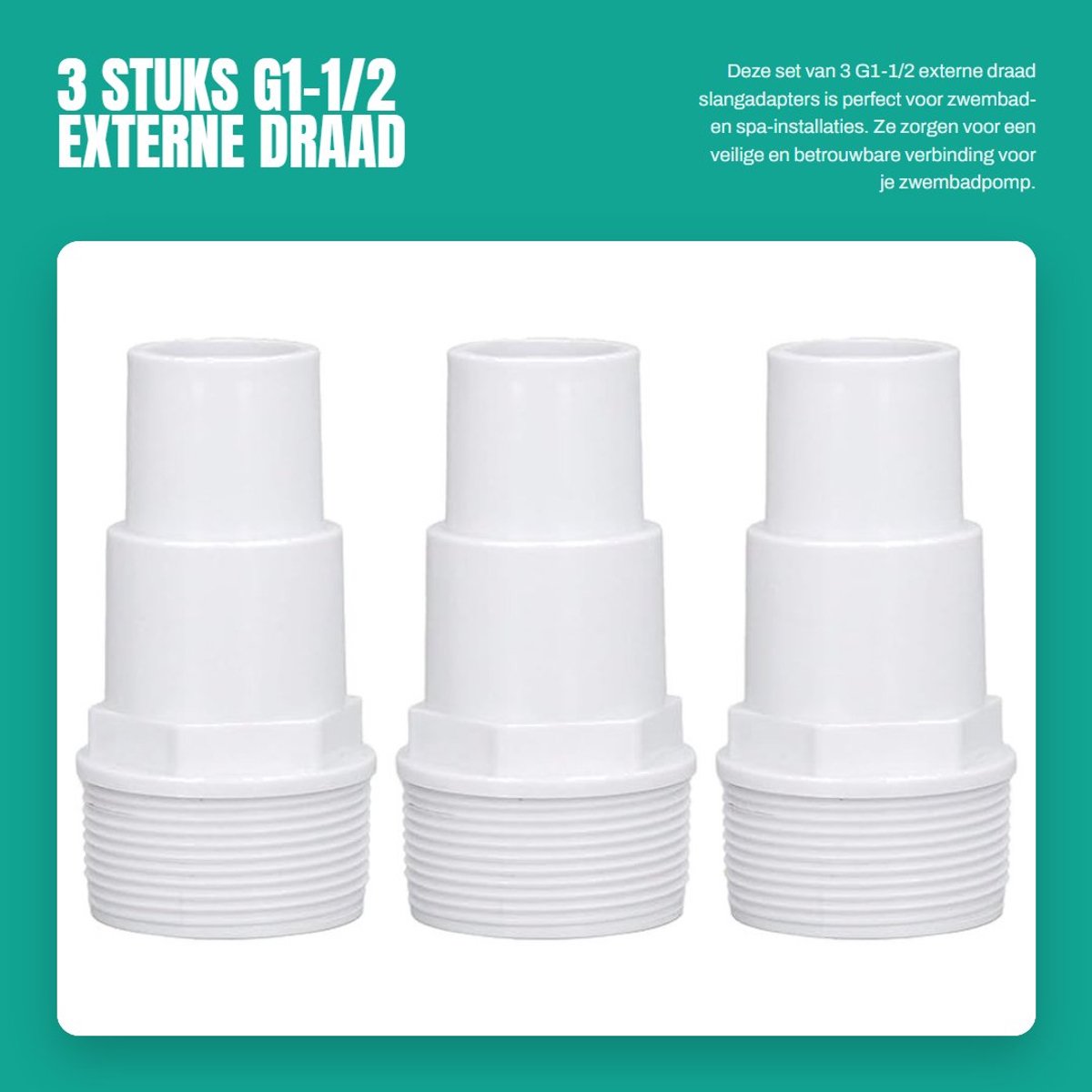Dailygoods - 3 Stuks G1-1/2 Externe Draad Slangadapter voor Zwembadbenodigdheden