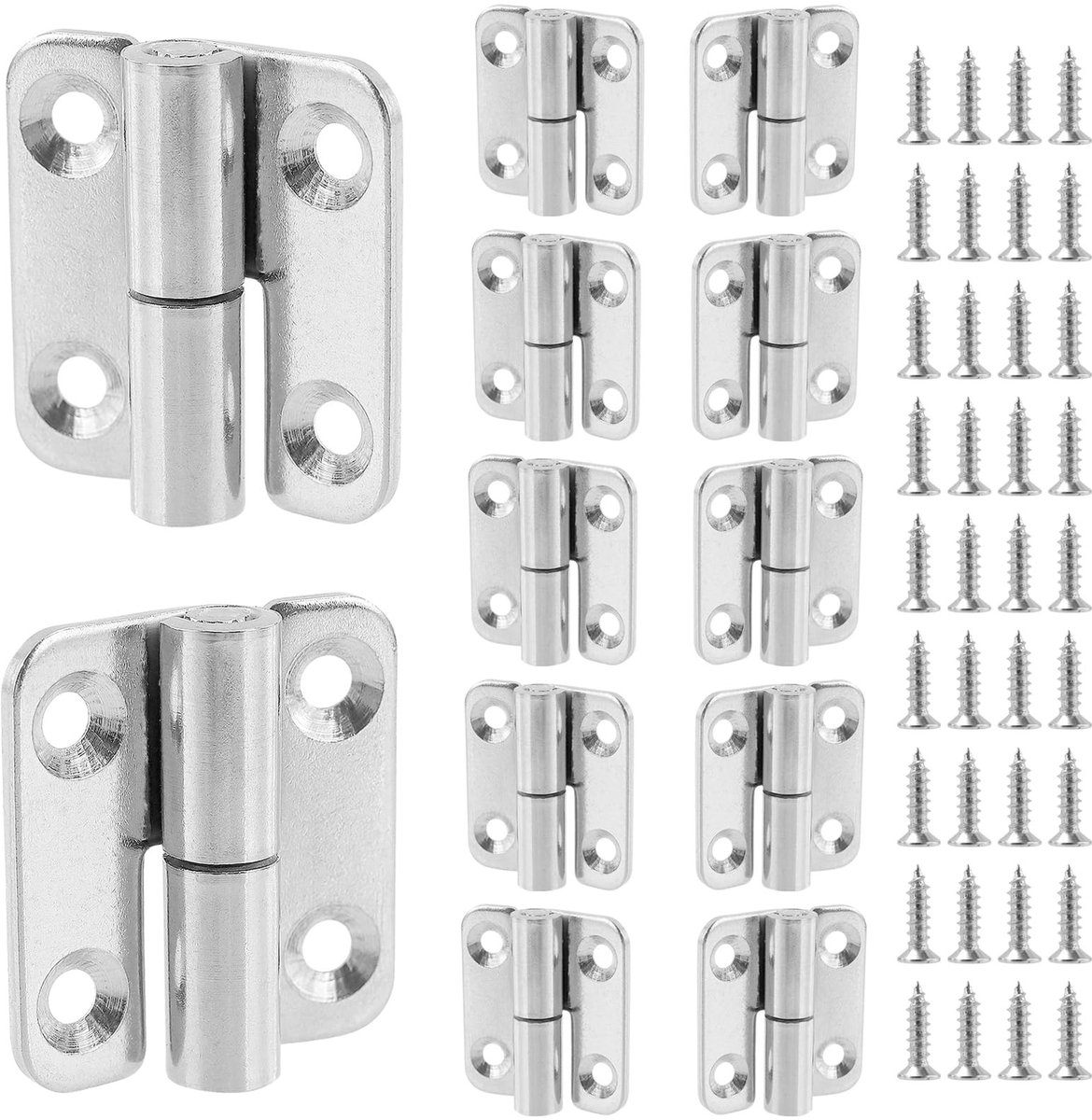 Dailygoods- Scharnieren 12 Stuks - Roestvrij Stalen Deurscharnieren - Afneembare Scharnieren - Zilverkleurig - 37 x 33 x 2 mm - Eenvoudig te Installeren - Deurscharnier