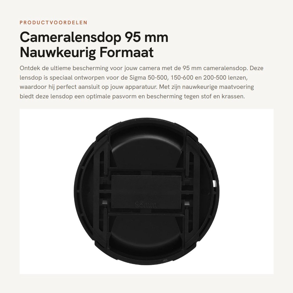 Dailygoods- Cameralensdop 95 mm - Nauwkeurig Formaat - Perfecte Bescherming - ABS-Materiaal - Compatibel met Sigma 50‑500/150‑600/200‑500 - Lensdop