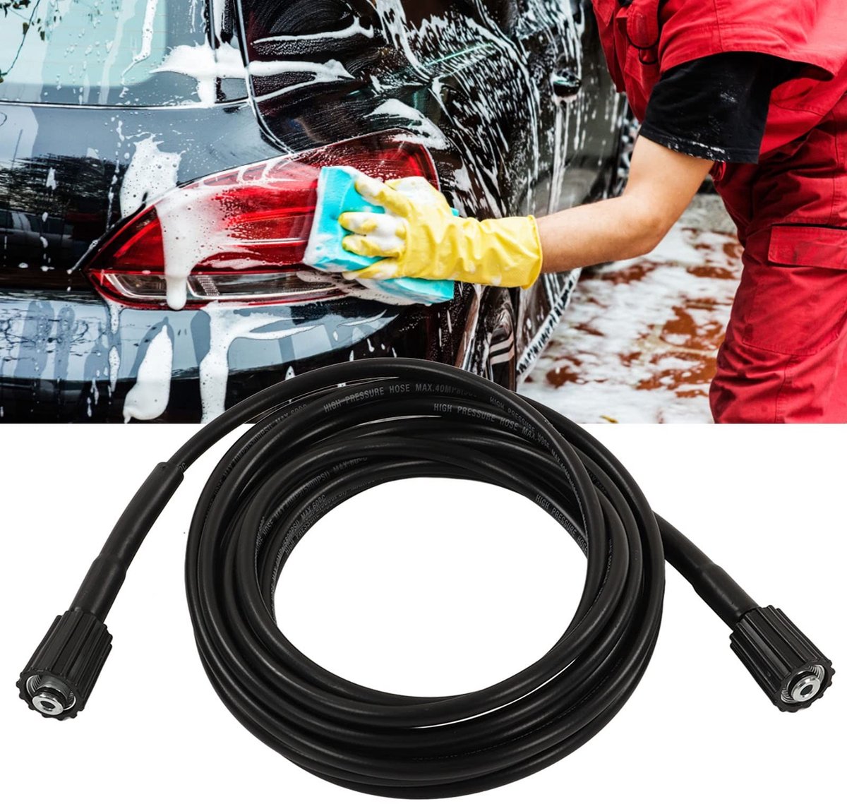 Dailygoods- Hogedrukslang 9M - PVC/Rubber - Weer-, olie-, slijtvast - Snelle aansluitpluggen - Vervangingsonderdeel - Geschikt voor hogedrukreinigers - Drukslang