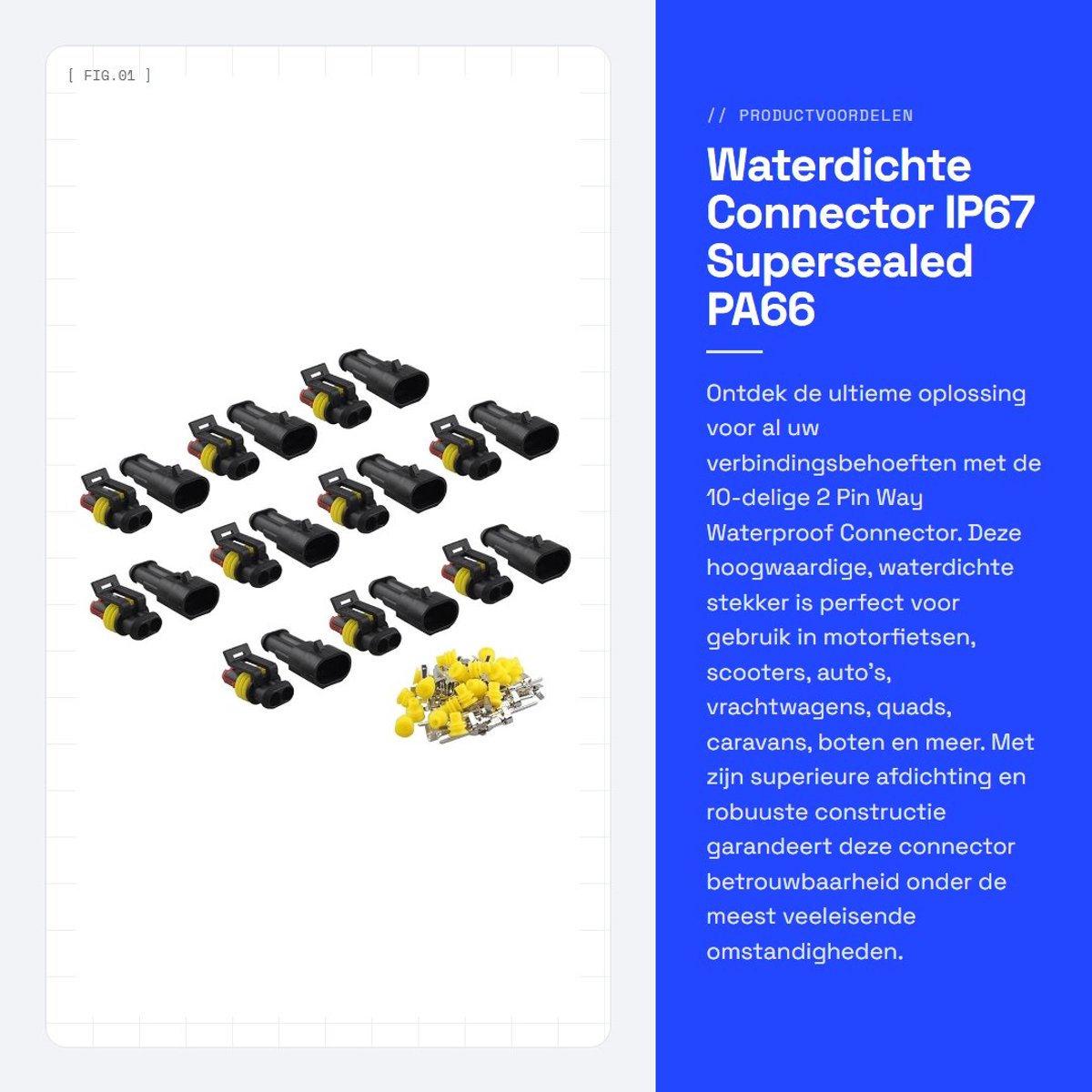 Dailygoods - Waterdichte Connector - IP67 - Supersealed - PA66 Nylon - Terminal Sockets - AC/DC Plug - Motorfiets Scooter Auto Truck Quad Bike Caravan...