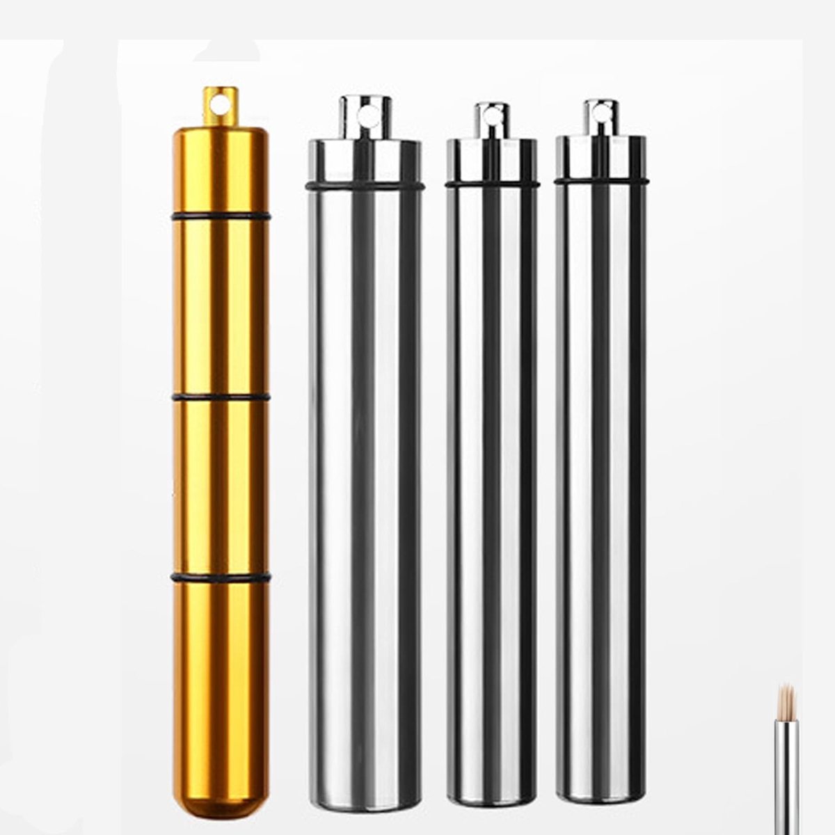 Dailygoods- Tandenstokerhouder - Metalen Tandenstokerbox - Draagbare Dispenser - Roestvrij en Corrosiebestendig - Set van 4 - Stijlvolle Opbergoplossing