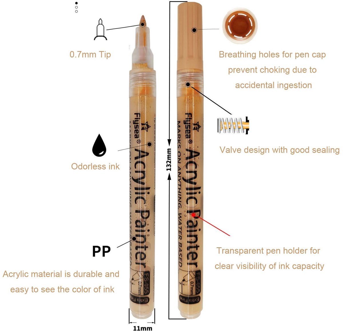 Dailygoods- Acrylverf Pennen 4 Stuks - 0,7 mm Tip - Snel Droog - Waterbestendig - Niet-giftige Inkt - Geschikt voor Papier/Canvas/Steen/Keramiek/Hout - Verfmarkers