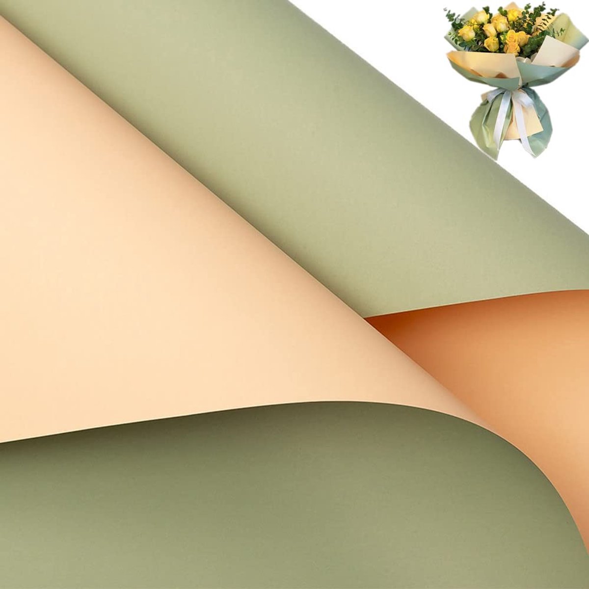 Dailygoods- Inpakpapier Dubbelzijdig 20 Vellen - Waterdicht - Bloemenverpakking - Cadeaupapier - Tweekleuren - Scheurbestendig - Boeketpapier
