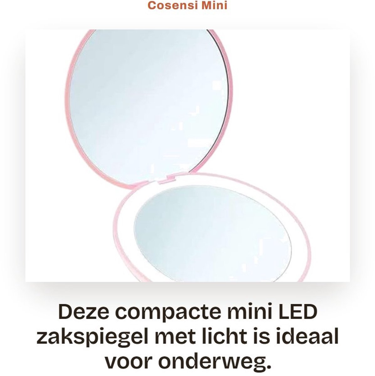 Dailygoods - Mini LED Zakspiegel met Licht, Opvouwbaar en Dubbelzijdig