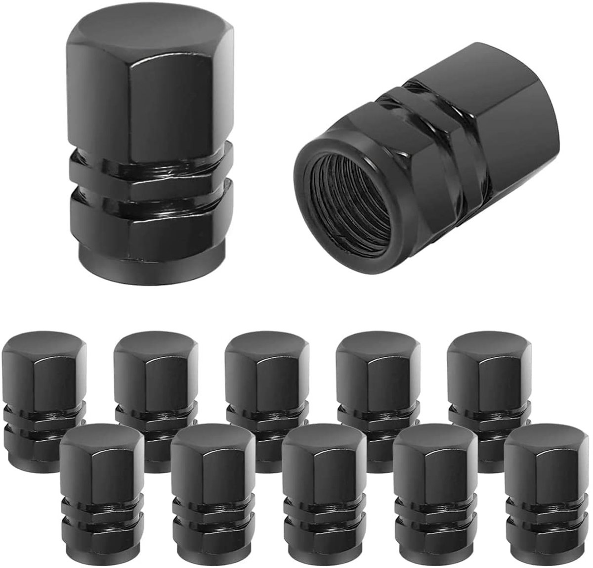Dailygoods- Ventieldoppen 12 Stuks - Aluminium/Rubber - Waterdicht - Universeel voor Auto's/Fietsen - Schokbestendig - Eenvoudig te Installeren - Bandenaccessoires