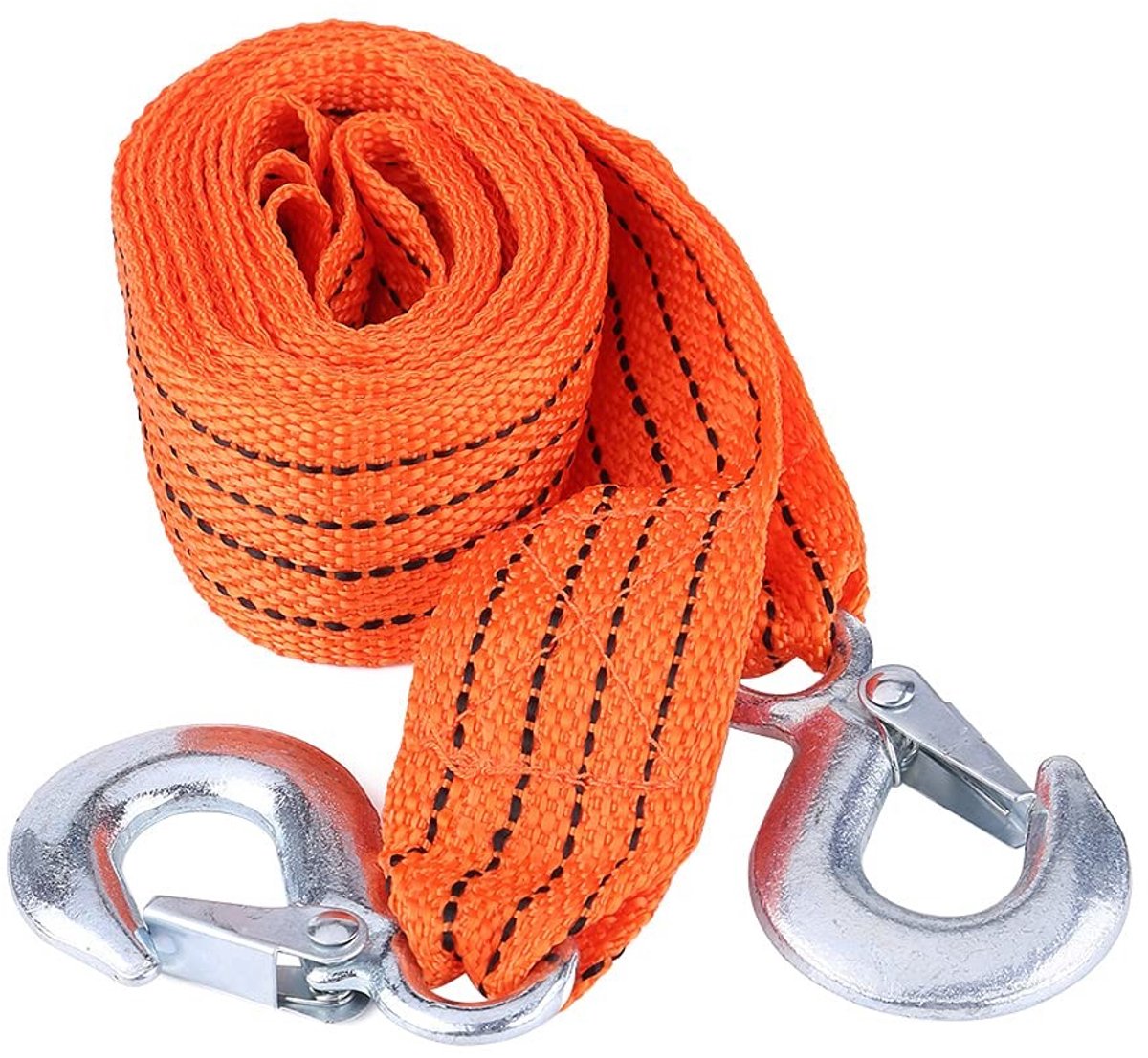 Dailygoods- Sleepkabel 4 Meter - Belasting 3 Ton - Nylondraad - Veiligheidshaken - Duurzaam - Compact - Sleepriem