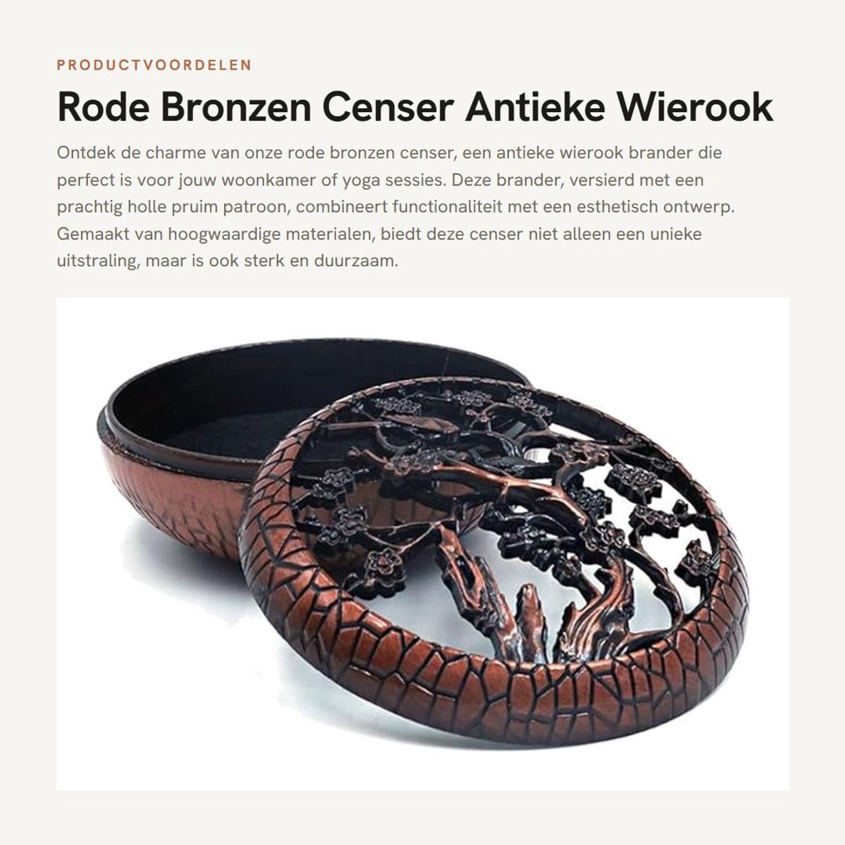 Dailygoods- Wierookbrander Antiek - Wierookhouder - Metalen Cover - Meditatie - Duurzaam - Klassiek Ontwerp