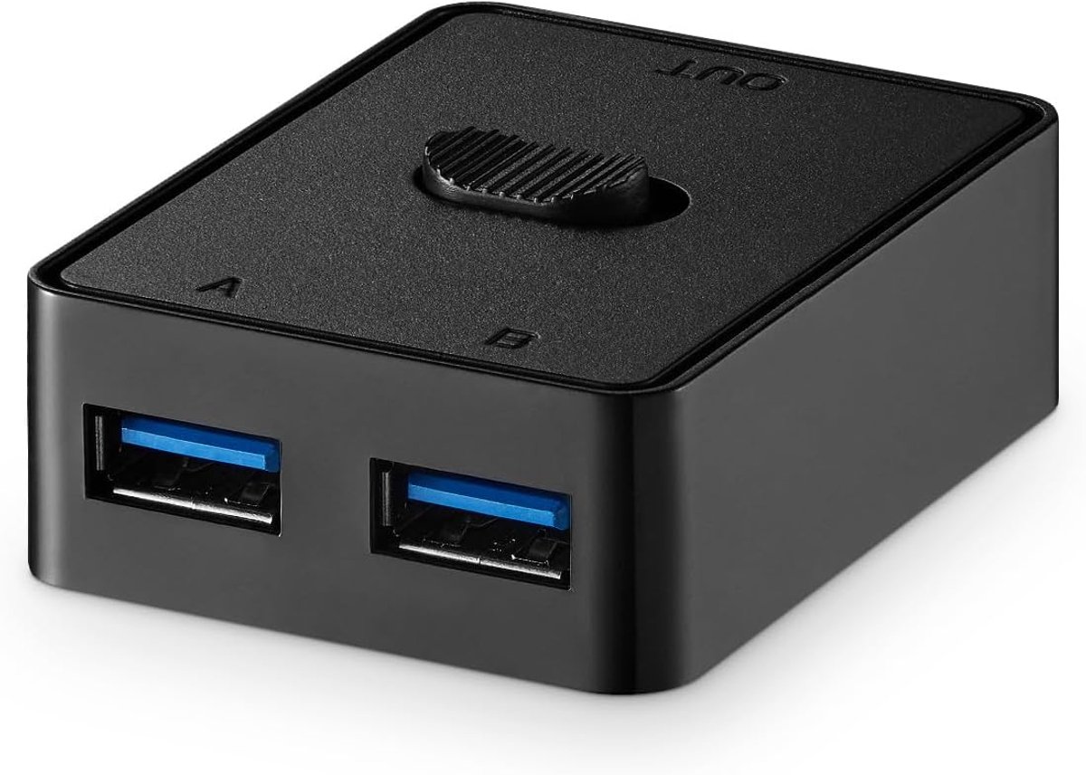 USB 3.0 Schakelaar - Bi-directionele Switcher - Apparaten Delen - SuperSpeed 90 MB/S - 2 Poorten - Zwart