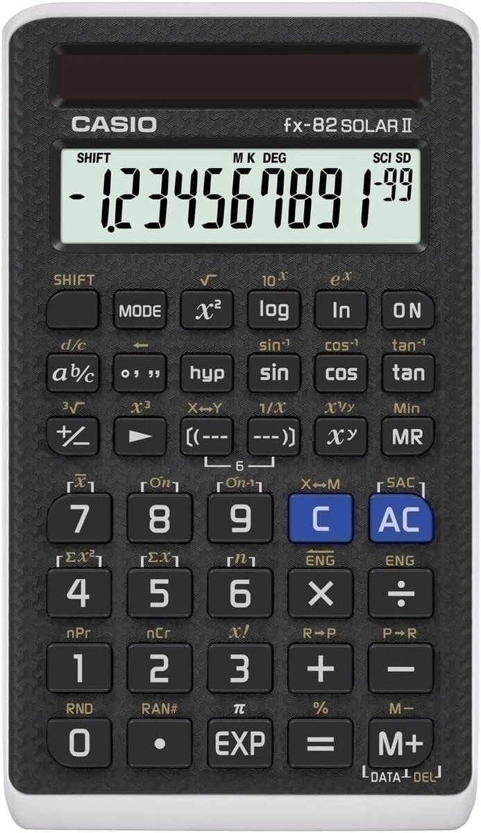 School Rekenmachine - Basis Calculator - Wiskunde Leren - Pure Zonne-energie - 9 x 71 x 122 mm - Zwart