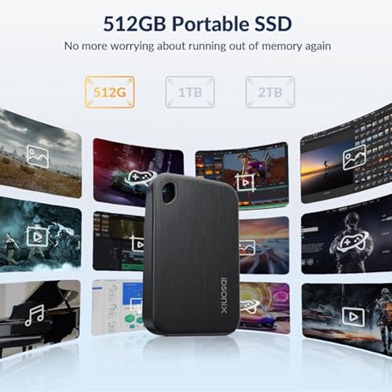 Externe SSD - Draagbare Opslag - Snelle Data Transfer - USB 3.2 Gen 2x2 - 512GB - Zwart — afbeelding 3