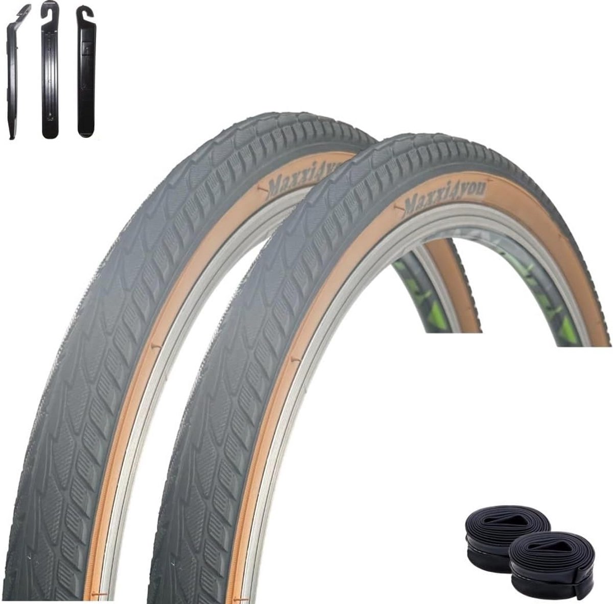 Fietsbanden set - Banden en binnenbanden - Veilig Fietsen - Inclusief bandenlichter - 26 x 1.75 - Zwart bruin