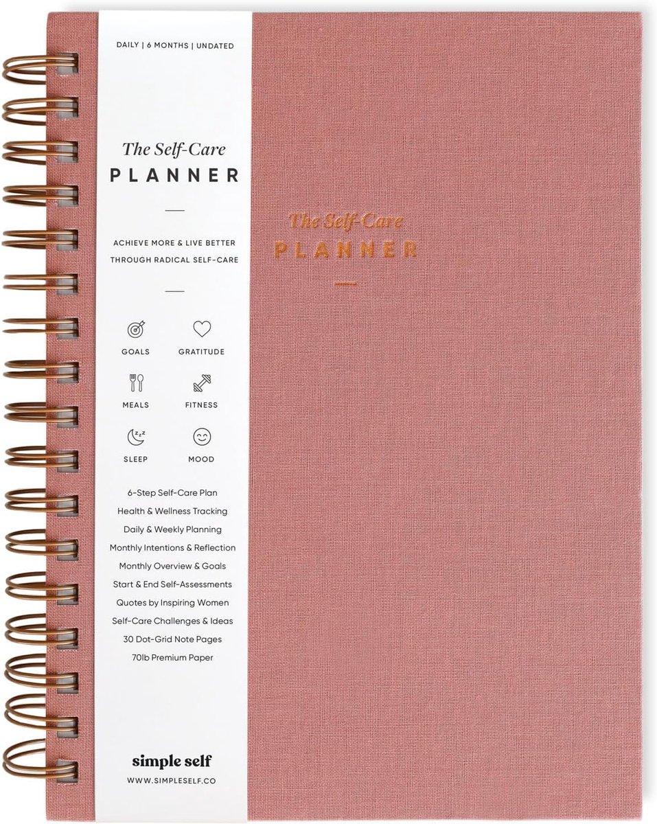 Zelfzorg Planner - Welzijn Agenda - Dagelijkse Planning - 6-Staps Plan - A5 formaat - Roze