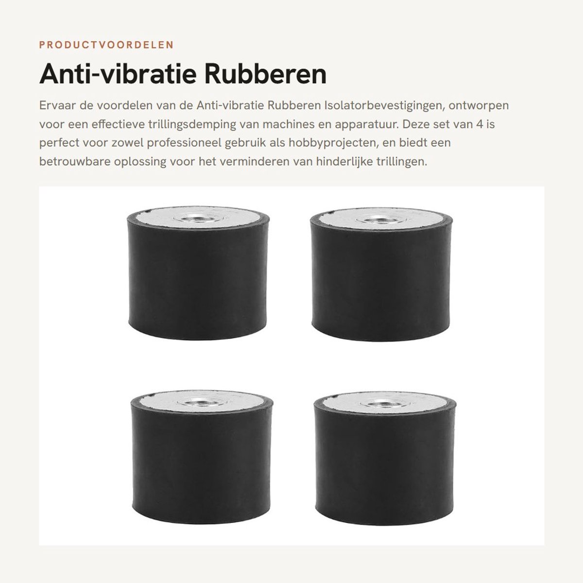 Dailygoods- Isolatorbevestigingen Antivibratie - Binnendraad M10 - 4 Stuks - DE40x30 - Trillingsdemping - Schokbestendig - Trillingsisolator