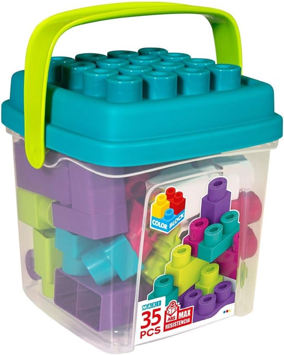 Dieren bouwspel kubus - Maxi bouwblokken - Creatief bouwen - 35 maxi stenen - 185 x 19 x 21 cm