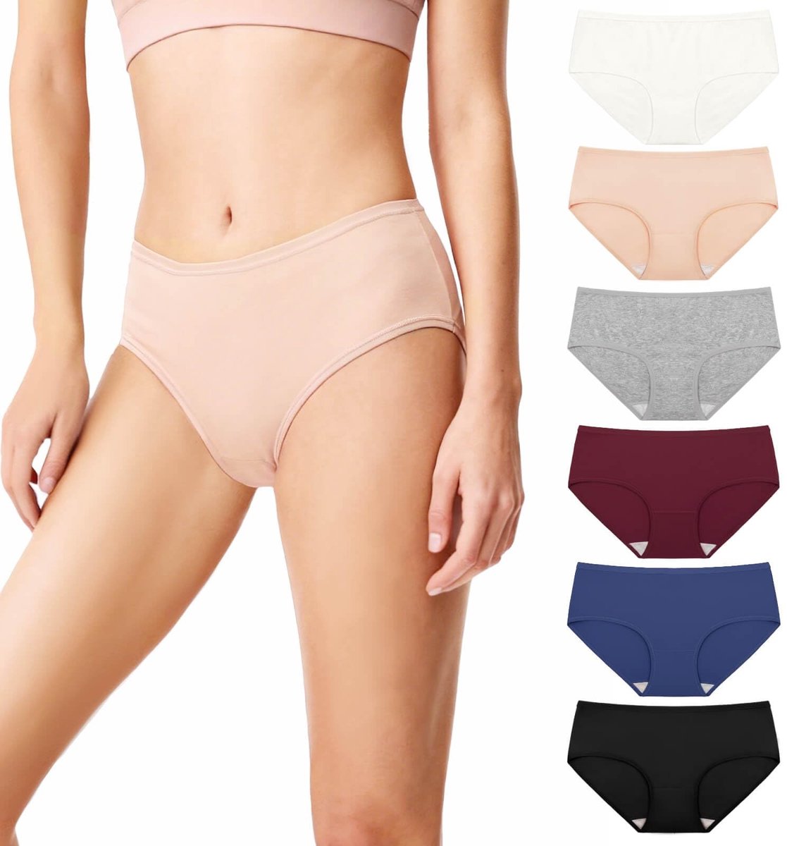 Dailygoods- Damesslipjes 6 Set - Katoenen Slipjes - Middenhoge Slipjes - Ademend Ondergoed - Zacht en Comfortabel - Huidvriendelijke Stof