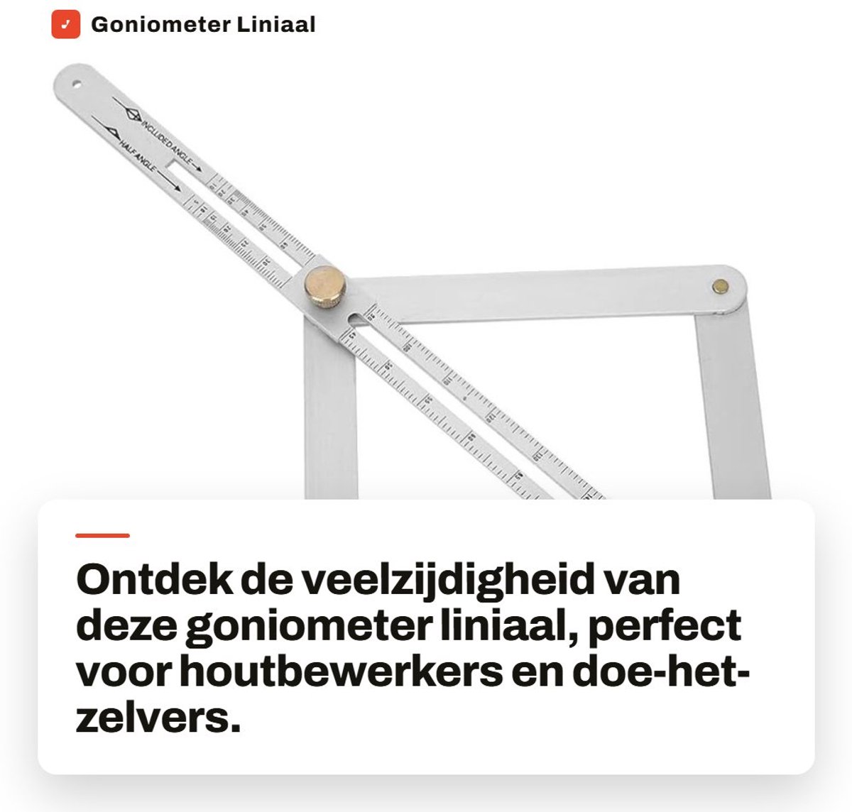 Dailygoods- Goniometer Multifunctioneel - Hoekmeetinstrument 45/90 Graden - Roestvrij Staal - Duurzaam - Meetinstrument Houtbewerking - Lengte 170,2 mm - Hoekliniaal