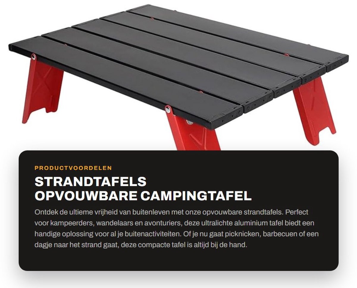 Dailygoods- Campingtafel Ultralicht - Opvouwbaar - Draagbaar - Aluminium - Ideaal voor Buitenactiviteiten - 40.5x29x13cm - Picknicktafel