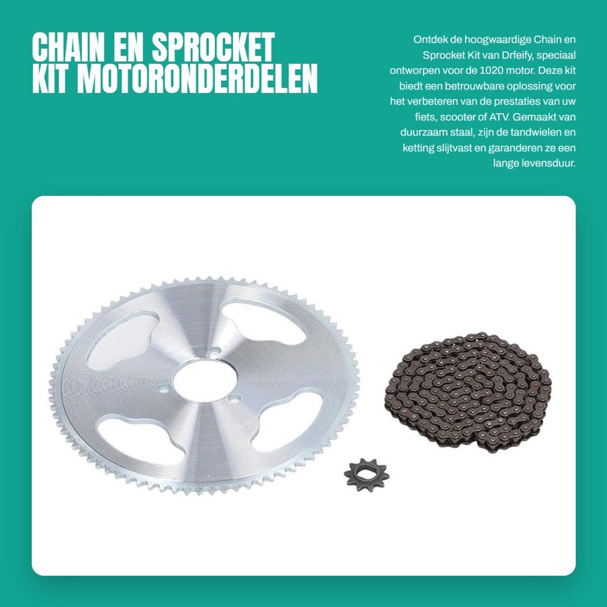 Dailygoods- Ketting/Tandwielset 80T - 25H Tandwiel - 10T Mini Tandwiel - 146 Schakels Ketting - Hoogwaardig Staal - Duurzaam en Slijtvast - Fietsketting