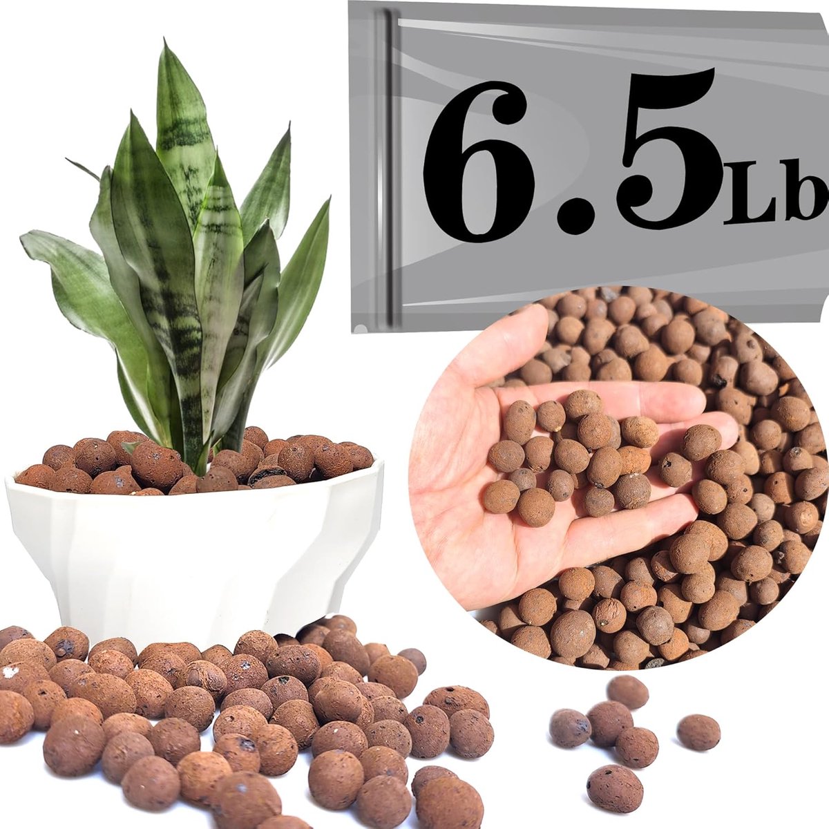 Geëxpandeerde klei - Hydrocultuur stenen - Planten kweken - PH Neutraal - 6 lbs - Bruin