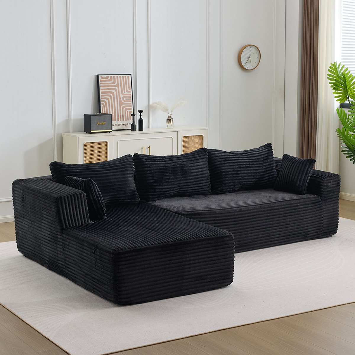 STILVORA Hoekbank L-Vorm - Modulaire Zitbank Met Chaise Longue - Diepe Zitting Voor Woonka