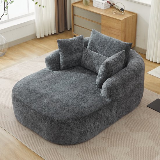 STILVORA Slaapbank 1-Zits - Chaise Longue Met Armleuningen - Comfortabele Lounge En Logeerplek - Voor Woonkamer En Slaapkamer - Cord Grijs