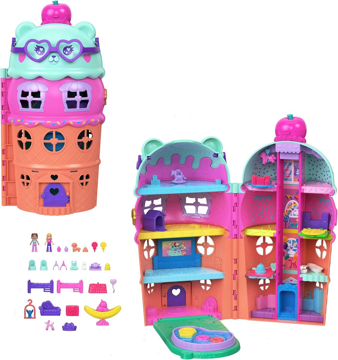 Poppenhuis Speelset - Creatieve Speelset - Fantasierijk Spelen - Meer dan 25 Accessoires - 4 Verdiepingen - Multicolor