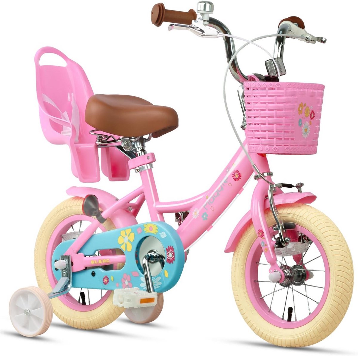 Meisjesfiets - Kinderfiets prinses - Leren fietsen - Met poppenzitje - 12 inch - Roze